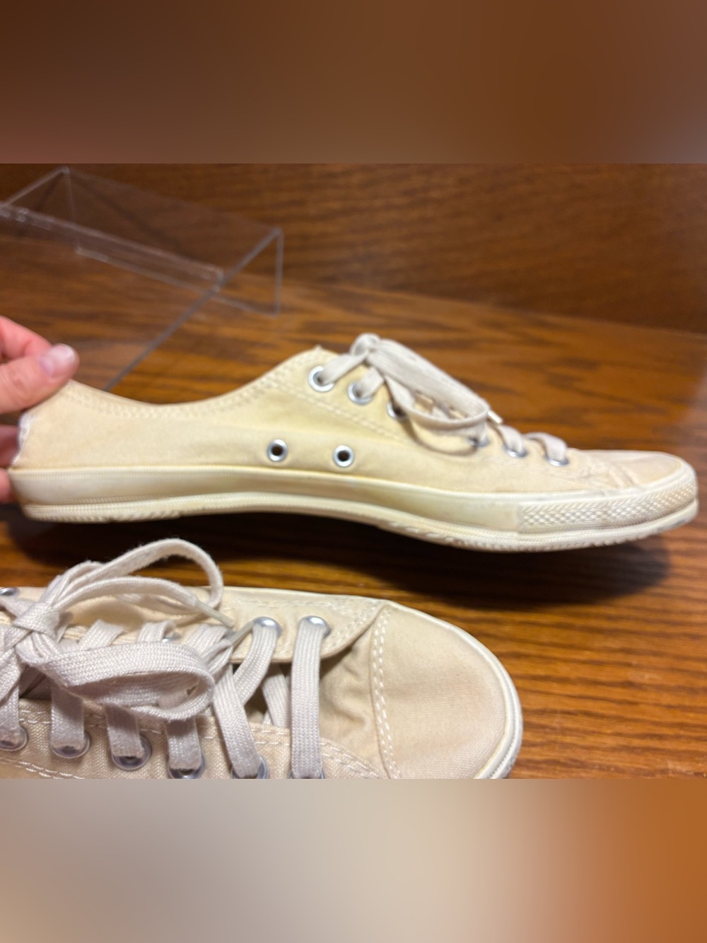 Converse All Star Low Profile Leather Insole Canvas Toe Sneakers Cream Men’s 11 - Picture 13 of 16